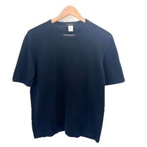 Henri Bendel Italy Black Cotton Short Sleeve Sweater Womens Large